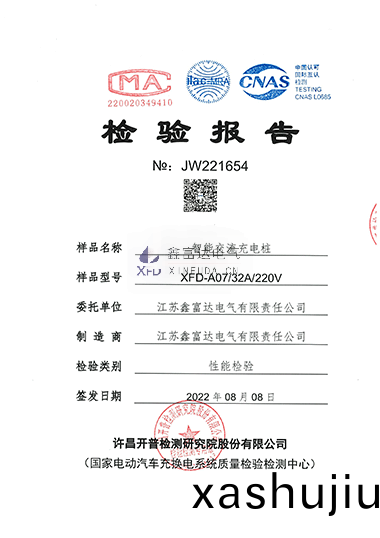 智能交流充電樁XFD-A07檢驗報告