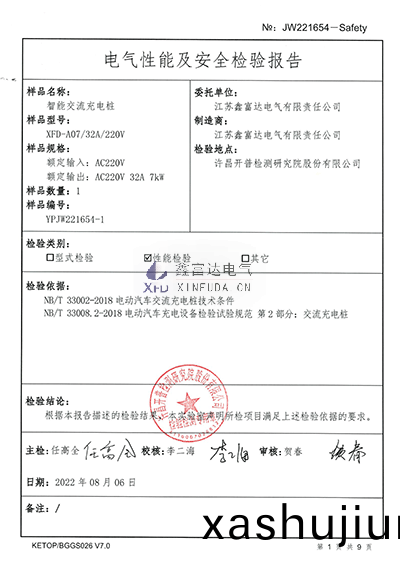 智能交流充電樁XFD-A07檢驗報告4